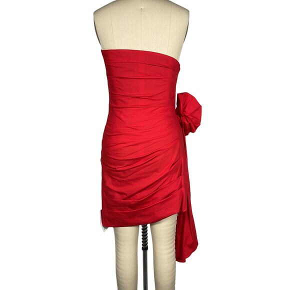 Oscar De La Renta Red Cotton Strapless Mini Dress Size 4 NWT - Picture 3 of 6